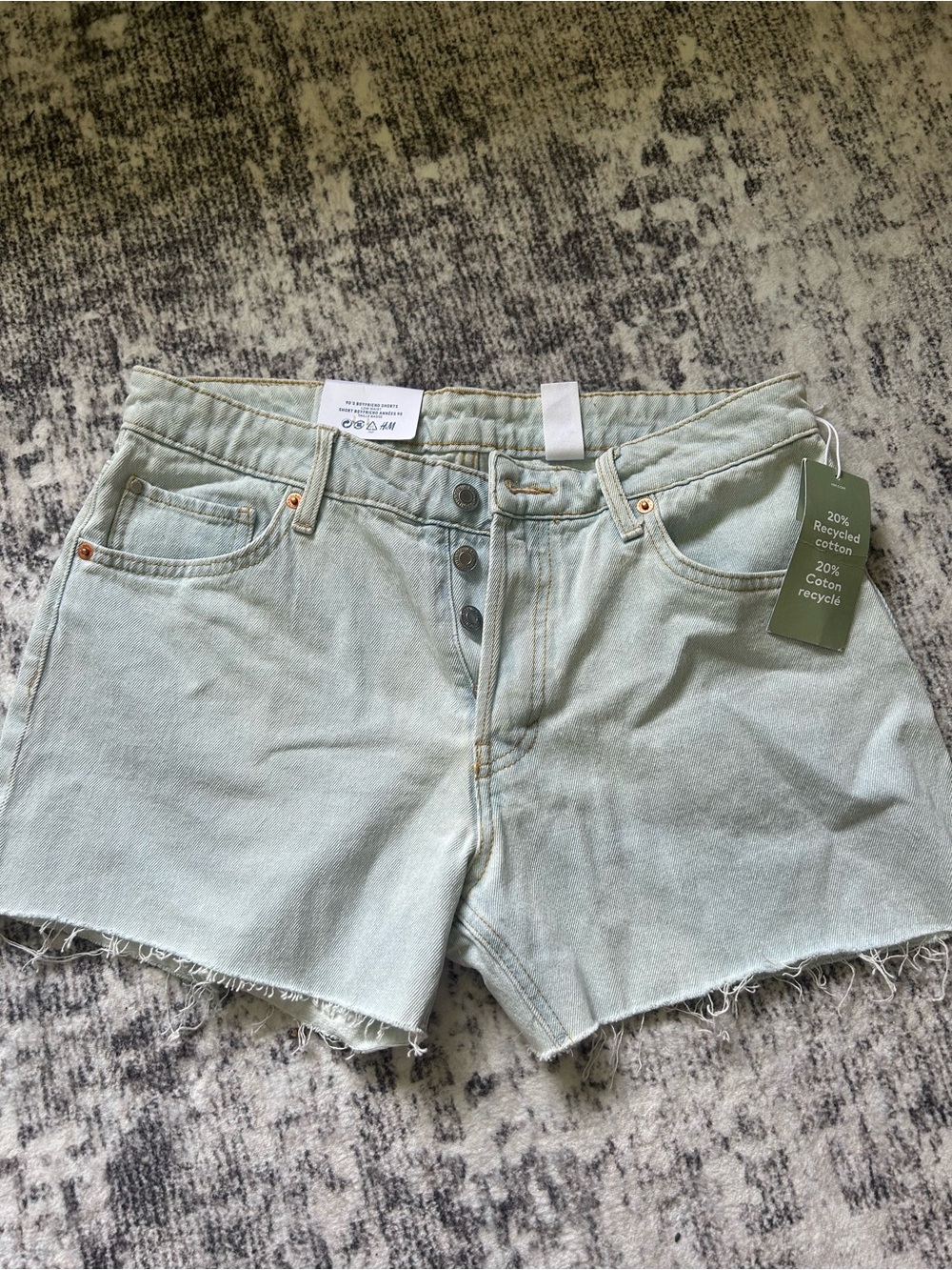 H&M Light Wash 90s boyfriend shorts (low-rise)